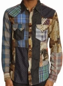 Ralph Lauren Polo Denim Supply Patchwork Sportsman Cowboy Western Aztec Shirt L - Picture 1 of 9