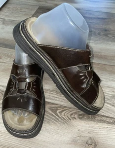 Vintage Lower East Side braune klobige Blumen Plateau Sandalen Schuhe Damengröße 10 - Bild 1 von 8