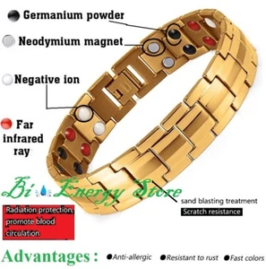 Pulsera Energética Oro Salud Piedras ION Brazalete Bio Salud TiTanio Bio Imán - Imagen 1 de 5
