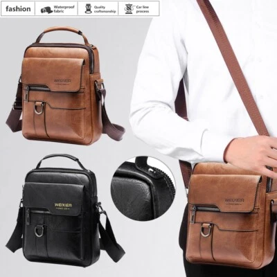 MARKENLOS Schultertasche Leder Umhängetasche Handtasche Braun Messenger Tasche Herren