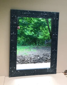 Vintage Decorative Floret Ceiling Tin 36" x 48" Black Metal Mirror Old 1054-23B - Picture 1 of 14