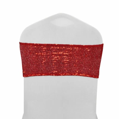 1-25 Piezas Spandex Elástico Lentejuelas Silla Banda Boda Fiesta Fajas Arco Decoración Foto 1 de 4