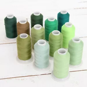 Threadart Polyester All-Purpose Sewing Thread 12 Cone Green Shades - 600m 50/3 - Picture 1 of 7