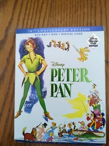 Peter Pan BLU-RAY/DVD/DIGITAL DMC Exclusive 70th Anniversary Edition W/ Slip NEW - Picture 1 of 2