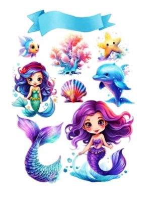 Essbar Meerjungfrau Meer Tortenaufleger Torte  Geburtstag Zuckermasse + TEXT - Bild 1 von 4