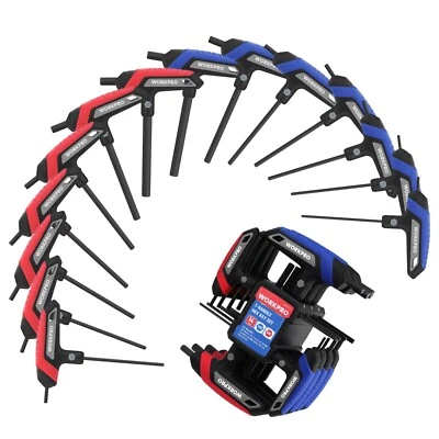 14-Piece T-Handle Allen Wrench Set, Metric & SAE T Handle Hex Key with Rack - Image 1 of 4