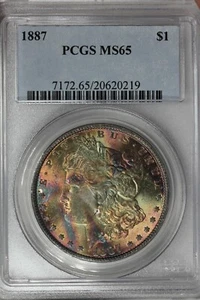 1887 $1 PCGS MS65 ,Morgan Silver Dollar, Miss Liberty Head Dollar, $1 - Picture 1 of 3