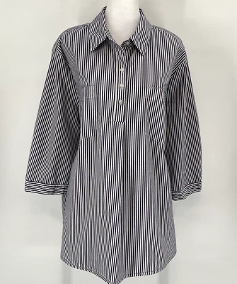 Camisa clásica Ava & Viv para mujer talla 2X azul a rayas manga 3/4 abertura trasera Foto 1 de 4