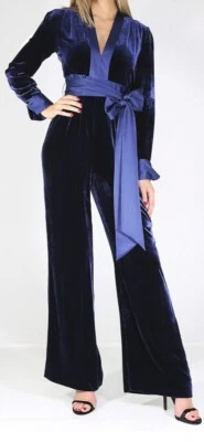 Mono Diane Von Furstenberg Azul Marino Terciopelo Claude Satinado XS Mujer Foto 1 de 4