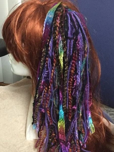 Deep blue / Purple tones - Yarn hair fall / clip for Burning Man or festivals - Picture 1 of 2