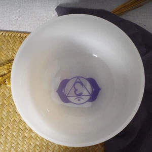 CVNC 432Hz 7" A Third-eye Chakra Pattern Crystal Singing Bowl Quartz Sound Bath - Imagen 1 de 5