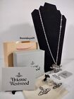 Vivienne Westwood Large Black Heart w/Arrow with Crystals Necklace, Silver Tone