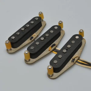 Vintage 1969 Handmade SSS Alnico 5 Guitar Pickups Grey Bottom Plate for STguitar - Picture 1 of 7