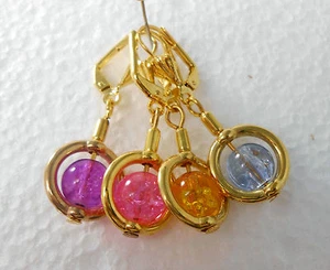 Ohrhänger Klapp Brisur Crackle Glas Perle / Farbwahl rosa lila gelb hellblau - Bild 1 von 8