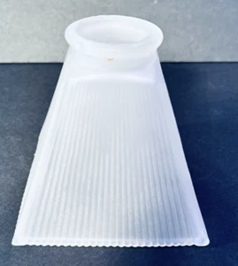 MCM Art Deco Pyramid Frost Rib Glass Light Shade 4.5in Tall; Fitter 2in OD Qty 1 - Picture 1 of 8
