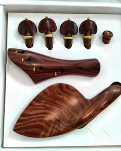 New Model rosewood Violin Accessories tailpiece Pegs Chinrest Violin Fittings - Picture 1 of 2