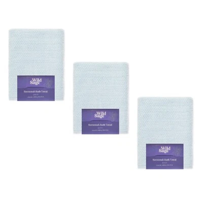 3 nuevas toallas de baño Wild Sage Savannah 90 % algodón 30"x54" en color MOONLIGHT JADE Foto 1 de 4