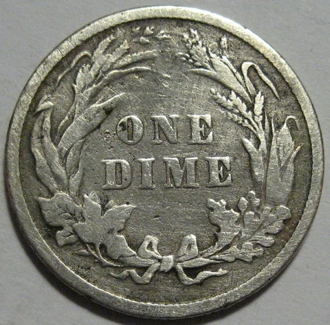 = 1895 Good BARBER DIME, CLEANED, FREE Shipping Cover