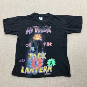 Vintage Goosebumps Shirt Boys Large Black 90s Attack of the Jack O Lantern Kids - Picture 1 of 13