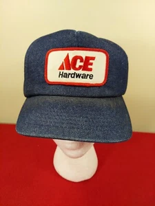 Vintage Ace Hardware Denim Snapback Foam Lined Hat Korea - Picture 1 of 12
