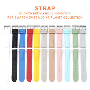 20MM Armband für die Swatch Omega Joint Moon Planet Curved Centre Square Buckle