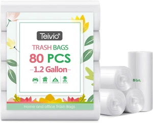 1.2 Gallon 80 Counts Strong Trash Bags Garbage Bags, Bathroom Trash Can Bin - Picture 1 of 8