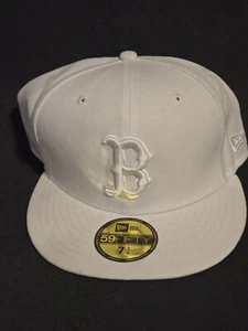 New Era Fitted 59 Fifty Nine Boston Red Sox White Baseball Hat Cap 7 3/4 As Is - Picture 1 of 6