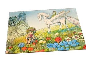 Tarjeta de nota de colección del artista Hans Arnold TROLL PEGASUS PAN TOCA EL CASTILLO DE FLAUTA RARA - Imagen 1 de 2