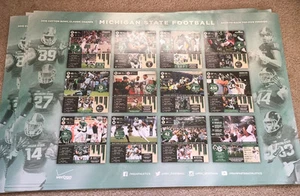 RARO 2014 Michigan State Spartans póster de fútbol americano MSU Dantonio 2015 ALGODÓN CUENCO - Imagen 1 de 9