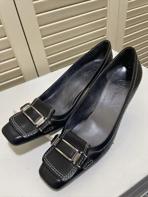 Zapatos de salón Cole Haan con hebilla superior tacón de gatito charol negro talla 7 Foto 1 de 4