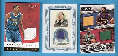 ANTHONY DAVIS GAME USED JOHN CALIPARI RELIC JULIUS RANDLE ROOKIE JERSEY CARD UK - Image 1 of 2