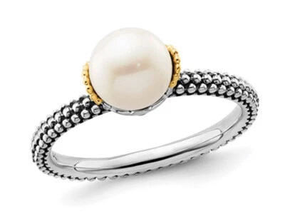 Sterling Silver Solitaire Freshwater Cultured Pearl Ring 7-7.5mm - Image 1 of 4
