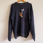 Vintage  Retro Mickey Mouse Protege Xl Sweater Jumper Blue Knit Disney
