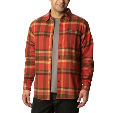 Columbia Plaid Pitchstone Heavyweight Flannel Burnt Orange Mens Size XL - Image 1 of 4
