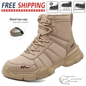 Safety Shoes Men Anti-Puncture Steel Toe Sporty Work Boots Waterproof Light Shoe - Picture 1 of 41