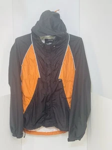 Chaqueta de nailon con capucha Harley Davidson Riding Gear M naranja negra a rayas reflectantes - Imagen 1 de 5