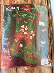 Vintage neu 2003 Bucilla Zuckerstange & Weihnachtsgrün Filzstrumpf #84958 - Bild 1 von 6