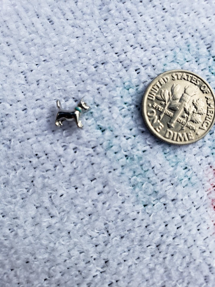 Origami Owl Charm Dog Floating Charm Turquoise Collar Silver Tone - Image 1 of 1