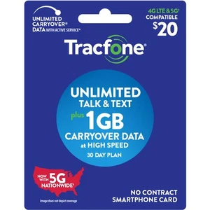 TracFone $20 Unlimited Talk, Text, 1GB Data 30–Day Plan [Email Delivery] - Photo 1 sur 3