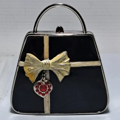 Vtg PartyLite Audrey Purse Tealight Holder P8701 Black Candle Holder Box Trinket - Photo 1/4