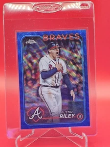 2024 Topps Chrome Austin Riley #84 BLUE WAVE #d/75 Atlanta Braves - Picture 1 of 2