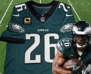 Medium Saquon Barkley #26 Vapor FUSE Trikot Midnight Green Eagles Captain Auth - Bild 1 von 15