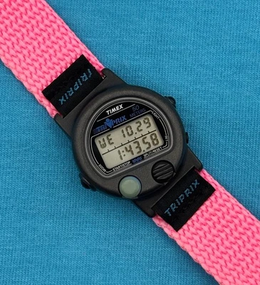 Reloj digital Timex 1990 vintage - Triprix para mujer - rosa - ¡correa original rara! Foto 1 de 4