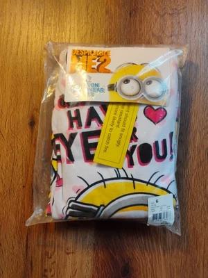 Nuevo Conjunto de ropa de dormir pijama de franela rosa de 2 piezas DESPICABLE ME Minions para niñas talla 6 Foto 1 de 4