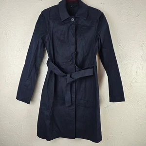 Jil Sander Damen Mantel dunkelblau mit Gürtel Gr. 34 Baumwolle Trench Gold Label NEU - Bild 1 von 24