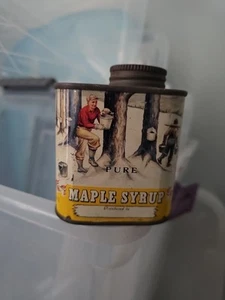 1950's Pure Maple Syrup Tin, Fantastic Graphics on all 4 sides No Rust 1950's - Picture 1 of 6
