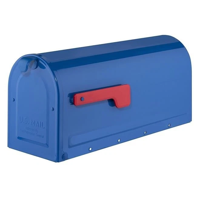 Architectural Mailboxes 7600BE MB1 Post Mount Mailbox Blue with Red Flag - Image 1 of 1