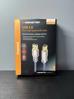 Monster  USB 3.0 A to B Connection Cable 7FT/2.13M Ultra High Speed Box Of 6 - Image 1 of 3