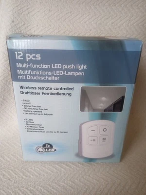 12 PCS Multifunction 5 Led Push Light Remote Control Dimmer Function Battery - Image 1 of 4