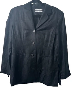 Amanda Smith Schwarz Leinenmischung Damen 8 Blazer Langarm Karriere Capsule A39 - Bild 1 von 6